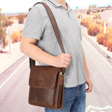 Royal Bagger Casual Messenger Bags for Men Crazy Horse Leather Man Shoulder Bag Genuine Cowhide Sling Pocket European Fashion