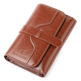 Royal Bagger RFID Block Short Wallets for Women Classic Smooth Genuine Cow Leather Female Purse Card Holder Elegant Lady Wallet