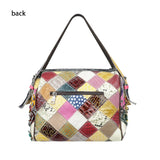 Royal Bagger Floral Crossbody Bags, Large Capacity Color Stitching Plaid Handbag, Genuine Leather Satchel Purse for Women 1793