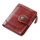 Royal Bagger RFID Short Wallets for Women Smooth Genuine Cow Leather Female Purse Korea Fashion Card Holder Small Pocket Elegant